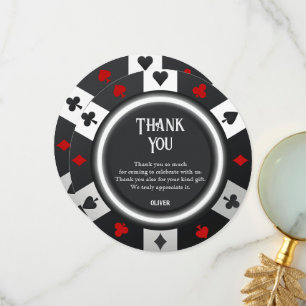 Casino Las Vegas Poker Chip Birthday Thank You Card