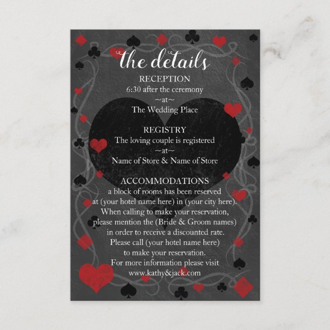 Casino Las Vegas Wedding details Enclosure Card (Front)