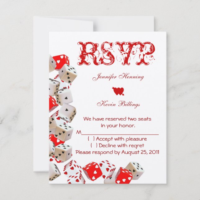 Casino Las Vegas Wedding RSVP Card (Front)