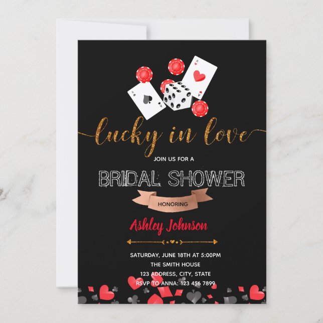 Casino lucky in love party invitation (Front)