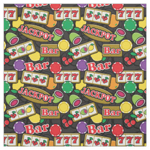 Casino Lucky Slots and poker Chips Las Vegas Fabric