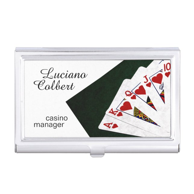 Casino manager funny customizable case for business cards (Front)