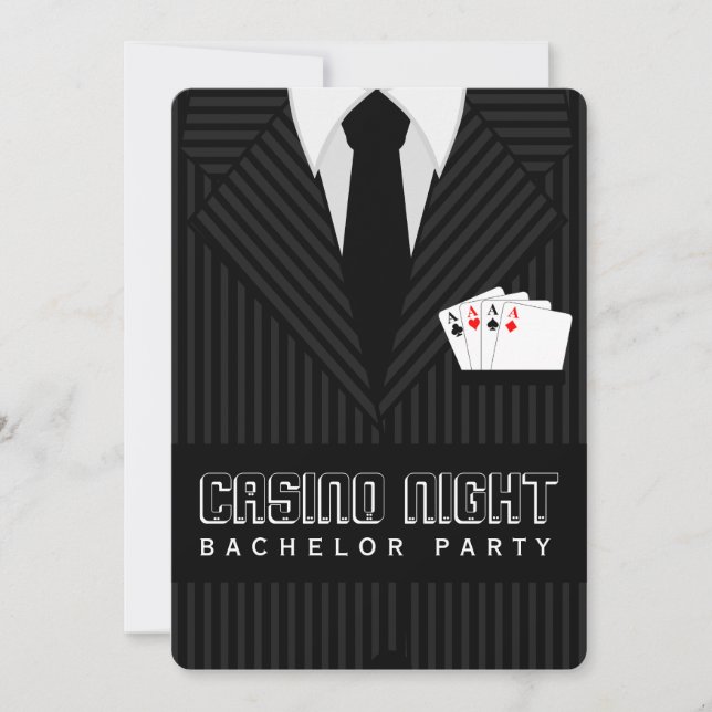 Casino Night Bachelor Party Custom Invitations (Front)