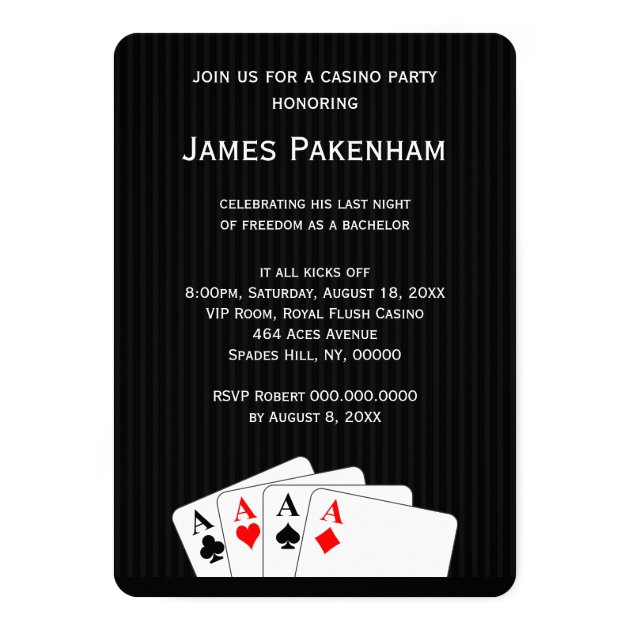 Casino Night Bachelor Party Custom Invitations
