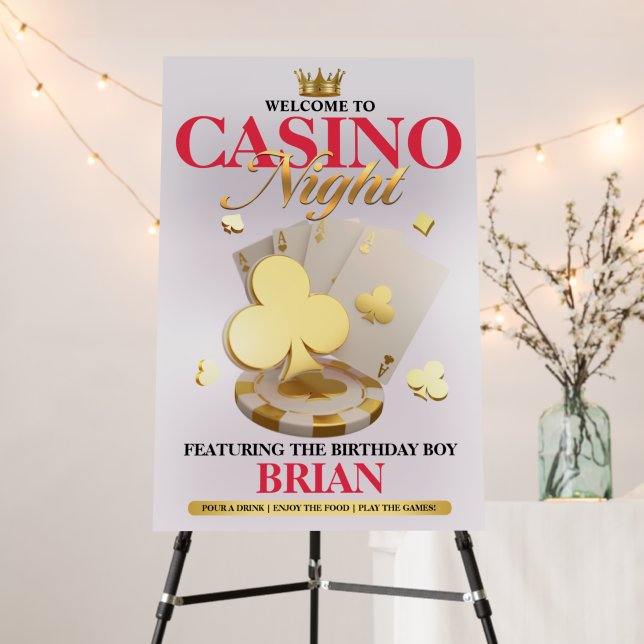 Casino Night Birthday Foam Board Welcome Sign (In Situ (Stand))