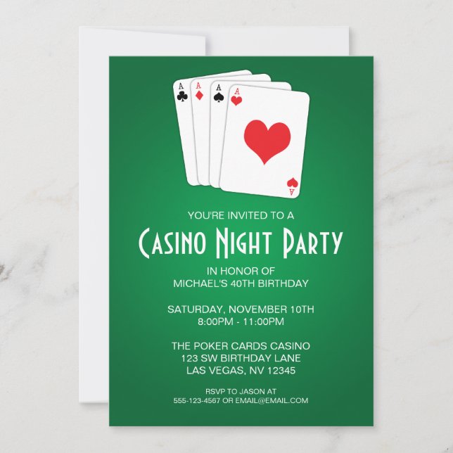 Casino Night Birthday Party Invitation (Front)