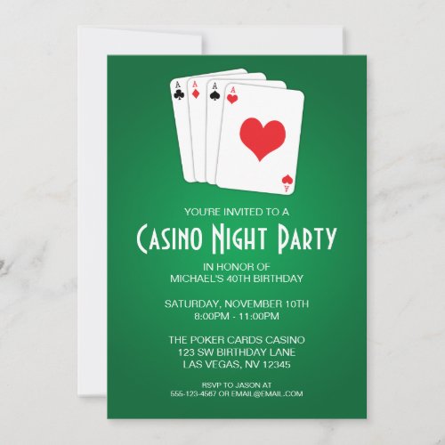 Casino Night Birthday Party Personalized Announcement
