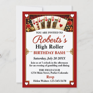 Casino Night Birthday Party Invitation