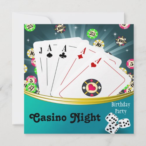Casino Night Birthday Party Invitations