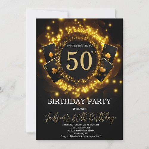 Casino Night Birthday Party Poker Birthday Invitation