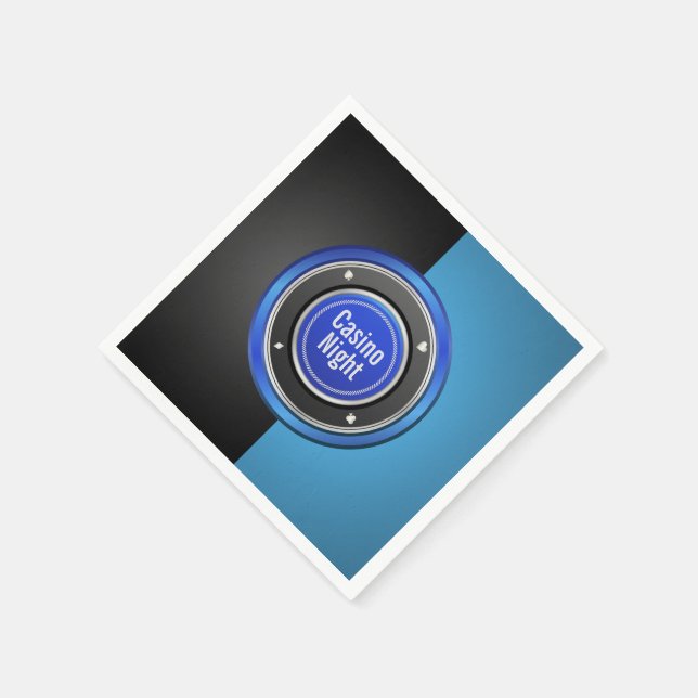 Casino Night Black and Blue Poker Chip Paper Napkins (Corner)