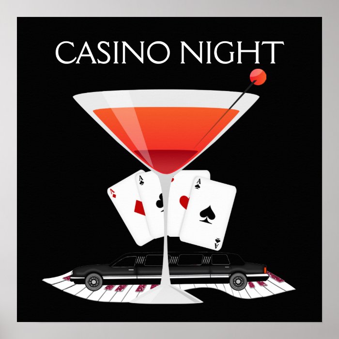 Casino Night Cocktail Poster SRF Zazzle