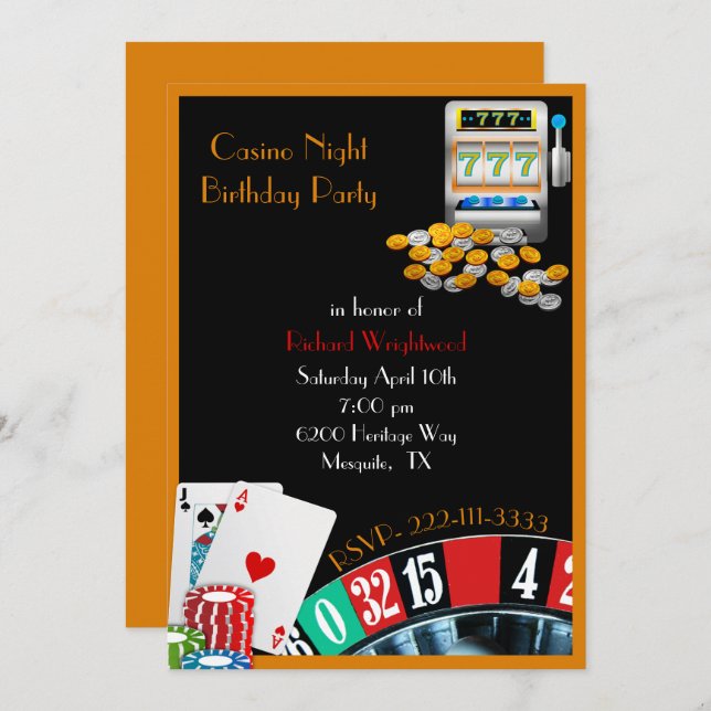 Casino Night Colorful Party Invitation (Front/Back)