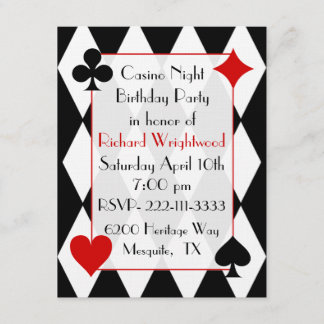 Casino Night Custom Birthday Invitation