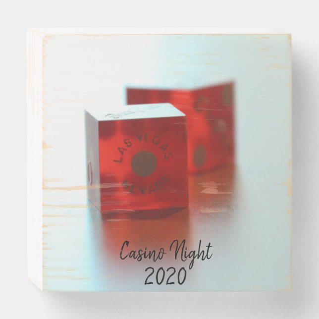 Casino Night Distressed Wood Box Sign (Front Horizontal)