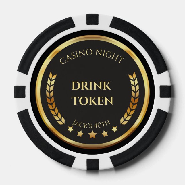 Casino Night Drink Token Poker Chip | Personalized (Front)