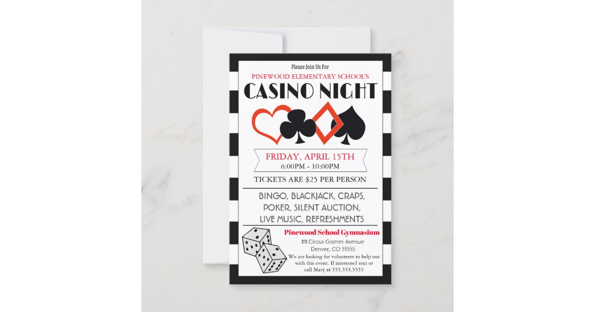 Game Night Invitation Family Game Night Casino Party 