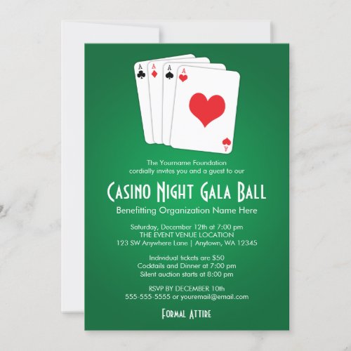 Casino Night Gala Ball Invitations
