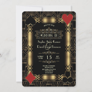 Casino Night Gold  Art Deco 1920s Gatsby Wedding Invitation