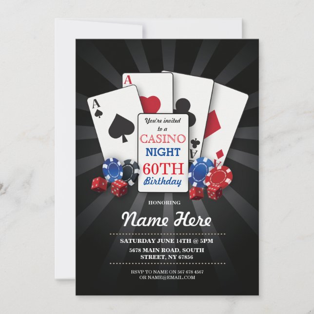 Casino Night Las Vegas Birthday Invitation Party (Front)