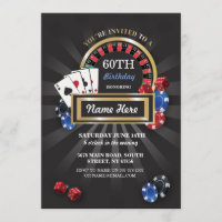 Casino Night Las Vegas Birthday Invite Party