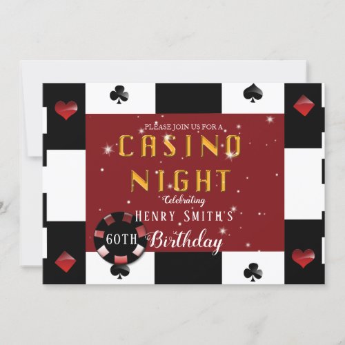 Casino Night Las Vegas Birthday Party Invitation