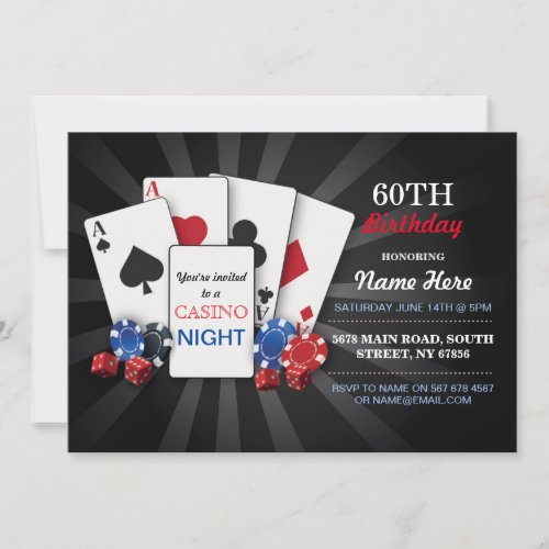 Casino Night Las Vegas Party Birthday Invitation