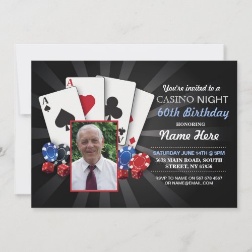 Casino Night Las Vegas Photo Birthday Invitation