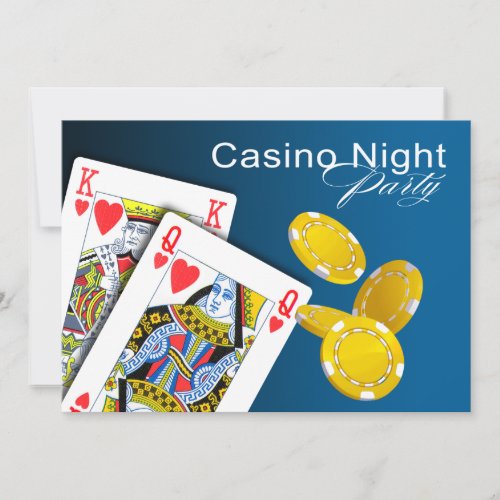 Casino Night Las Vegas Poker Party _ blue Invitation