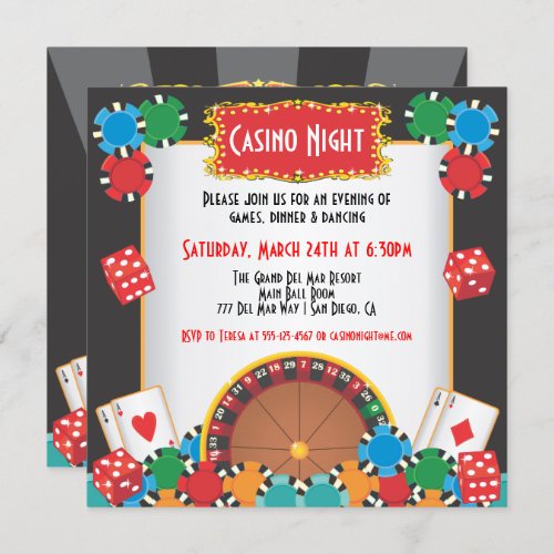 Casino Night Party Event Invitation