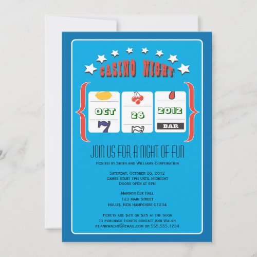 Casino Night Party Custom Invitations