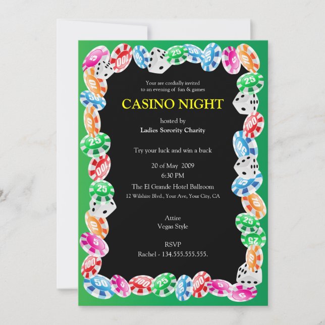 Casino Night Party Invitation Template (Front)