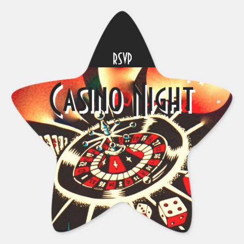 Casino Night Party star rsvp Star Sticker