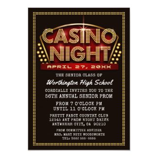 Casino Night Party Themed Prom Invitations