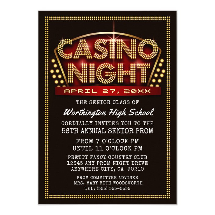 Casino night birthday party invitations