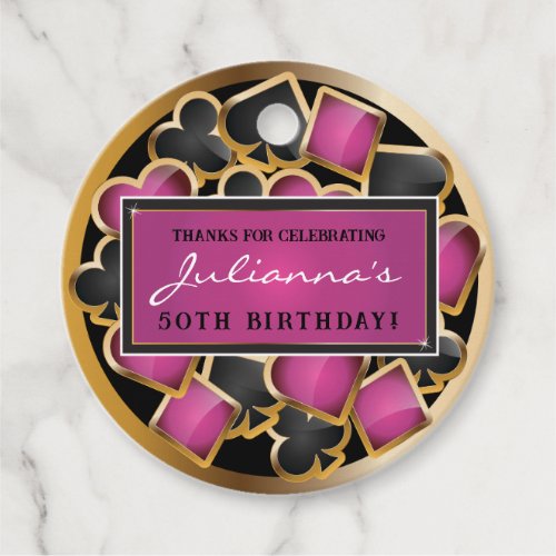CASINO NIGHT PINK Birthday Party Gift Tag