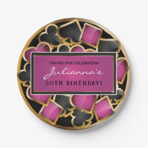 CASINO NIGHT PINK Birthday Party Gift Tag Paper Plates