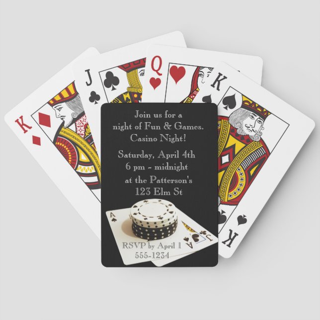 Casino Night Playing card invitations (Back)