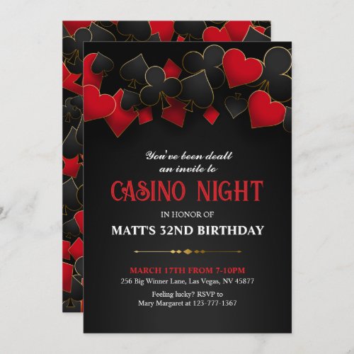 Casino Night Poker Invitation Casino Birthday Invitation