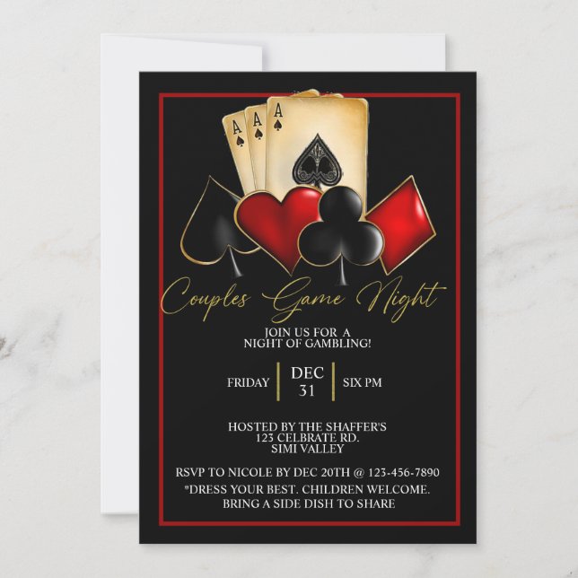 CASINO NIGHT, POKER NIGHT, GAMBLE, CARDS DICE (Front)