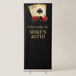 CASINO NIGHT, POKER NIGHT, GAMBLE, CARDS DICE RETRACTABLE BANNER