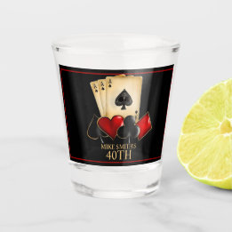 CASINO NIGHT, POKER NIGHT, GAMBLE, CARDS DICE SHOT GLASS