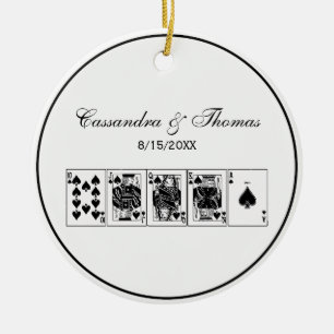 Casino Night Poker Royal Straight Flush Spades Ceramic Ornament