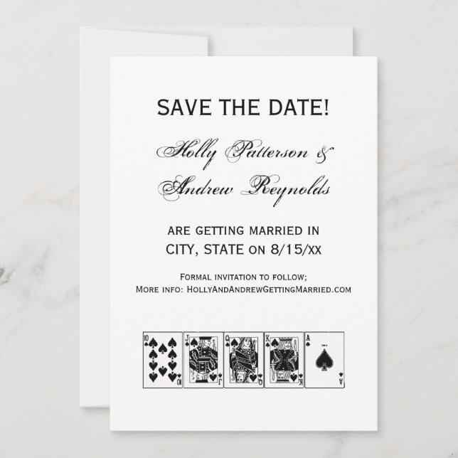 Casino Night Poker Royal Straight Flush Spades Invitation (Front)