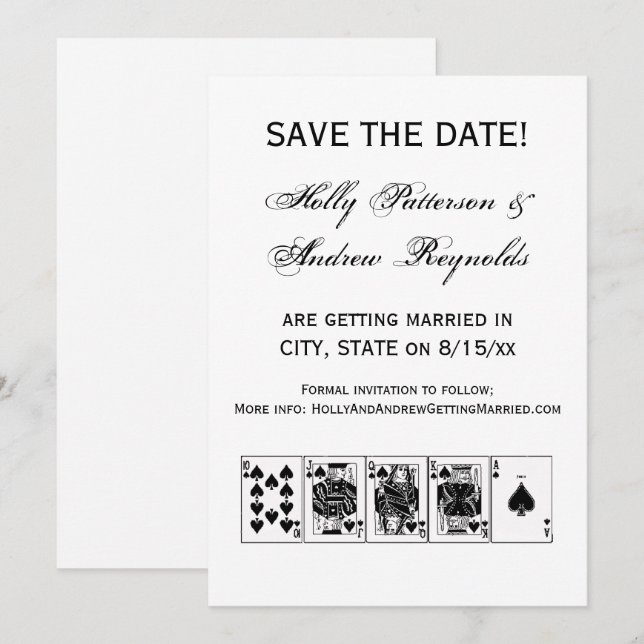 Casino Night Poker Royal Straight Flush Spades Invitation (Front/Back)