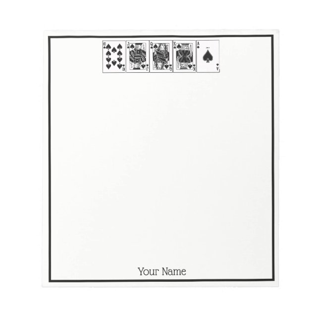 Casino Night Poker Royal Straight Flush Spades Notepad (Front)