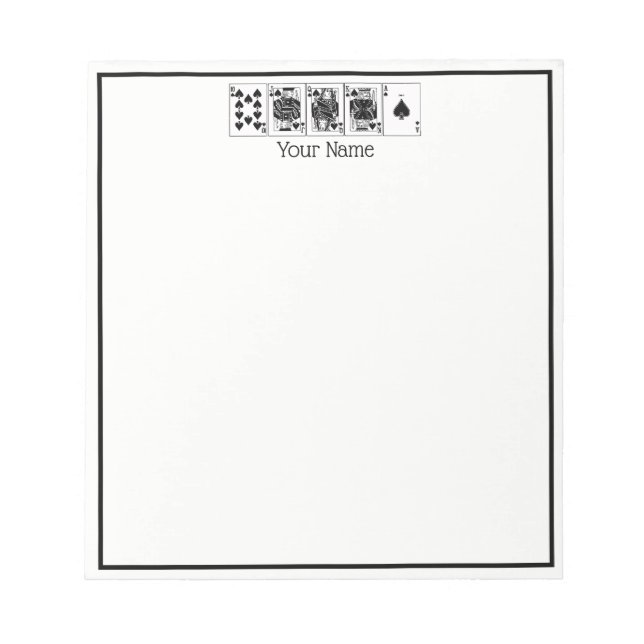 Casino Night Poker Royal Straight Flush Spades Notepad (Front)