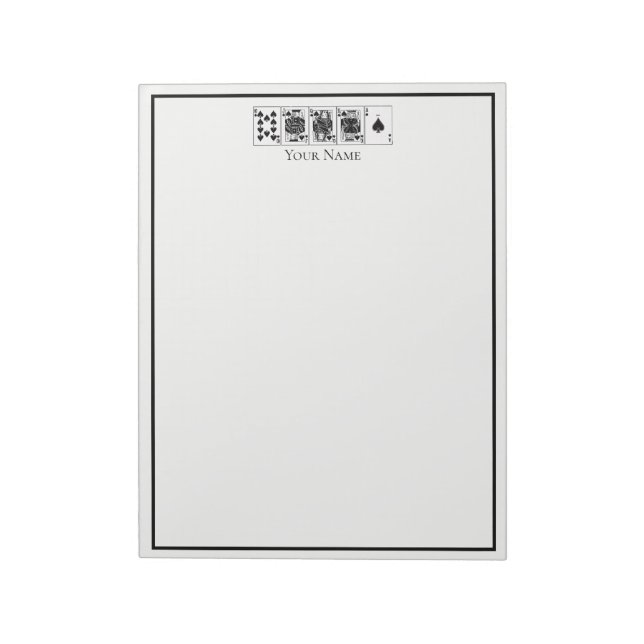 Casino Night Poker Royal Straight Flush Spades Notepad (Rotated)