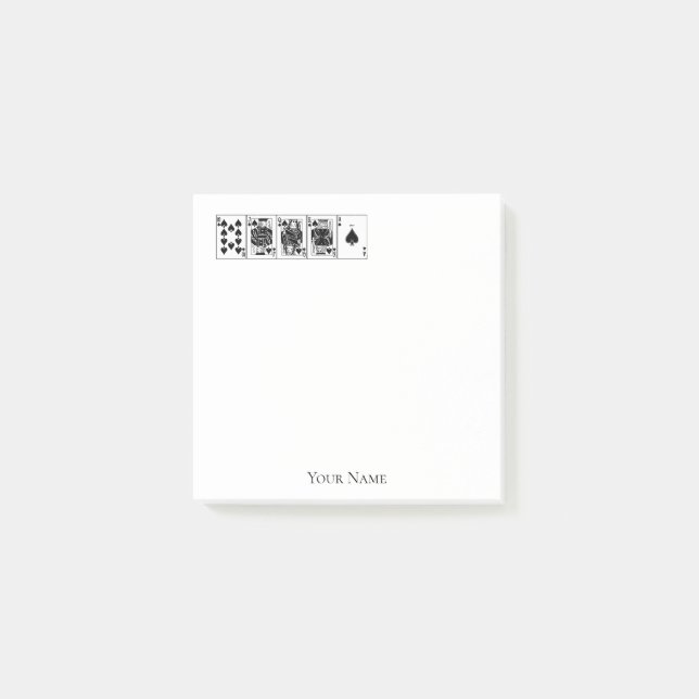 Casino Night Poker Royal Straight Flush Spades Post-it Notes (Front)