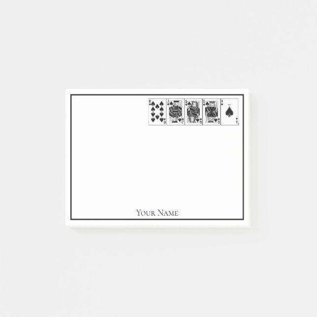 Casino Night Poker Royal Straight Flush Spades Post-it Notes (Front)
